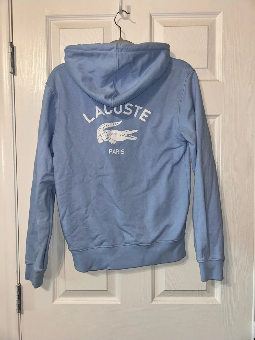 Lacoste Pastel Blue Pullover Hoodie with White Logo